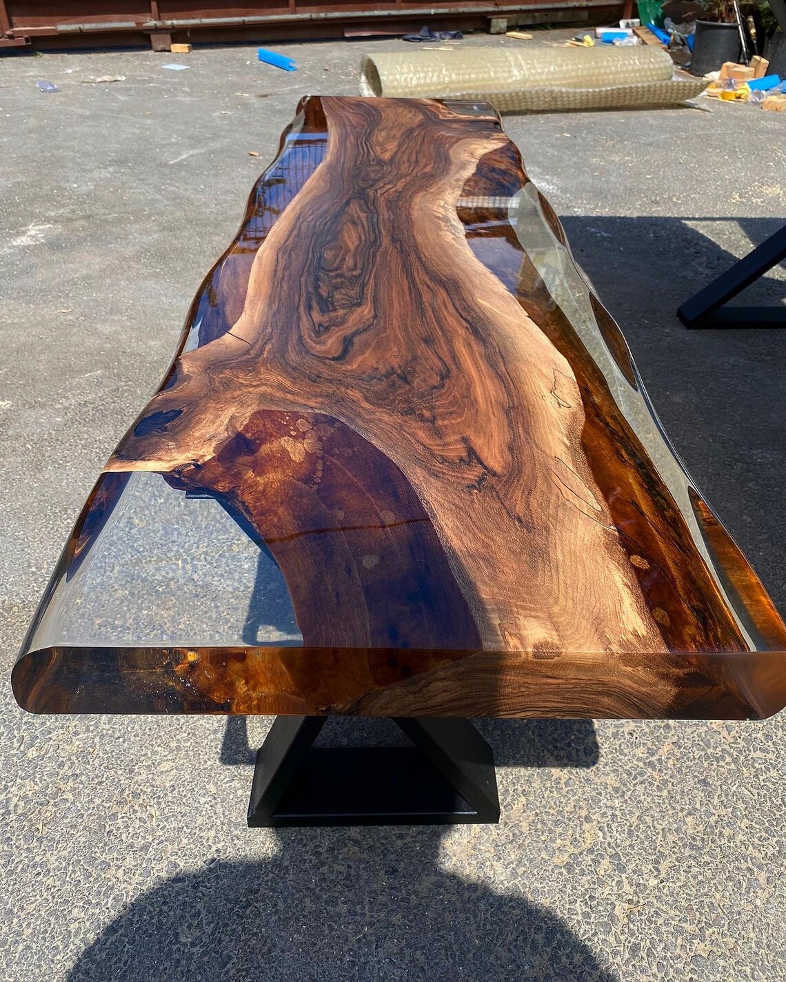 Custom Order Walnut Clear Brown Epoxy Benchlive Edge Wooden Etsy