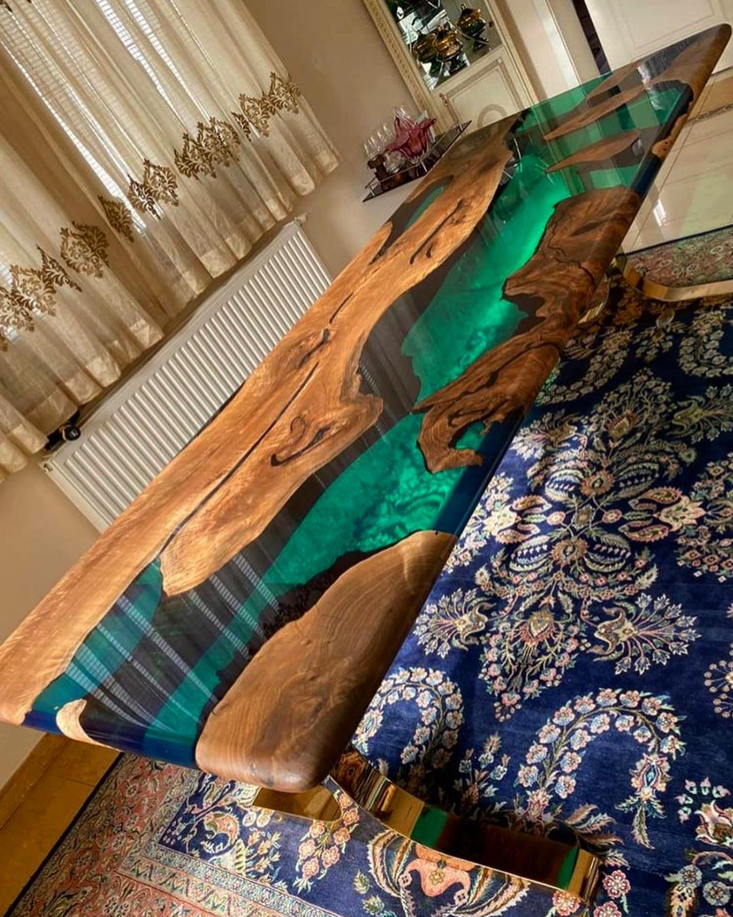 Custom Order Walnut Green 40x65 İnches- Gold Stainless Titanium Legs ...