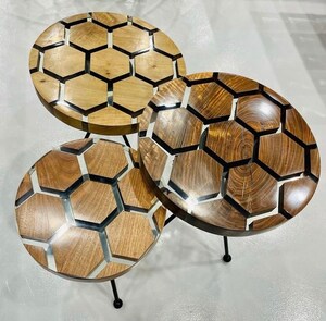 2 Anneaux Hexagonaux En Métal Avec Base Bois - Pour Couronnes De Table DIY, Attrape-rêves, Décorations