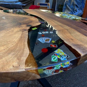 Custom Order Diameter Walnut Clear Round Epoxy Table-Dining table-Poker Table-Toy Table-Gambling table-Resin Table-Gamer table-%100 HANDMADE