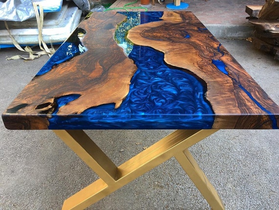 Table with blue epoxy deals