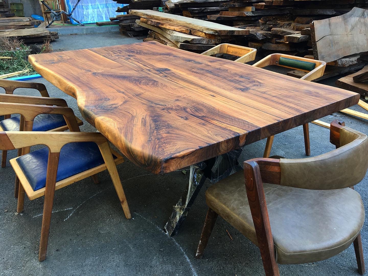 Custom Order Dark Brown Walnut Table - Live Edge - Slab Table