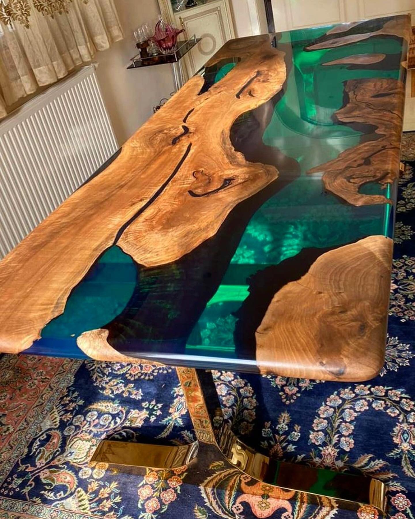 Custom Order Walnut Green 40x65 İnches- Gold Stainless Titanium Legs ...