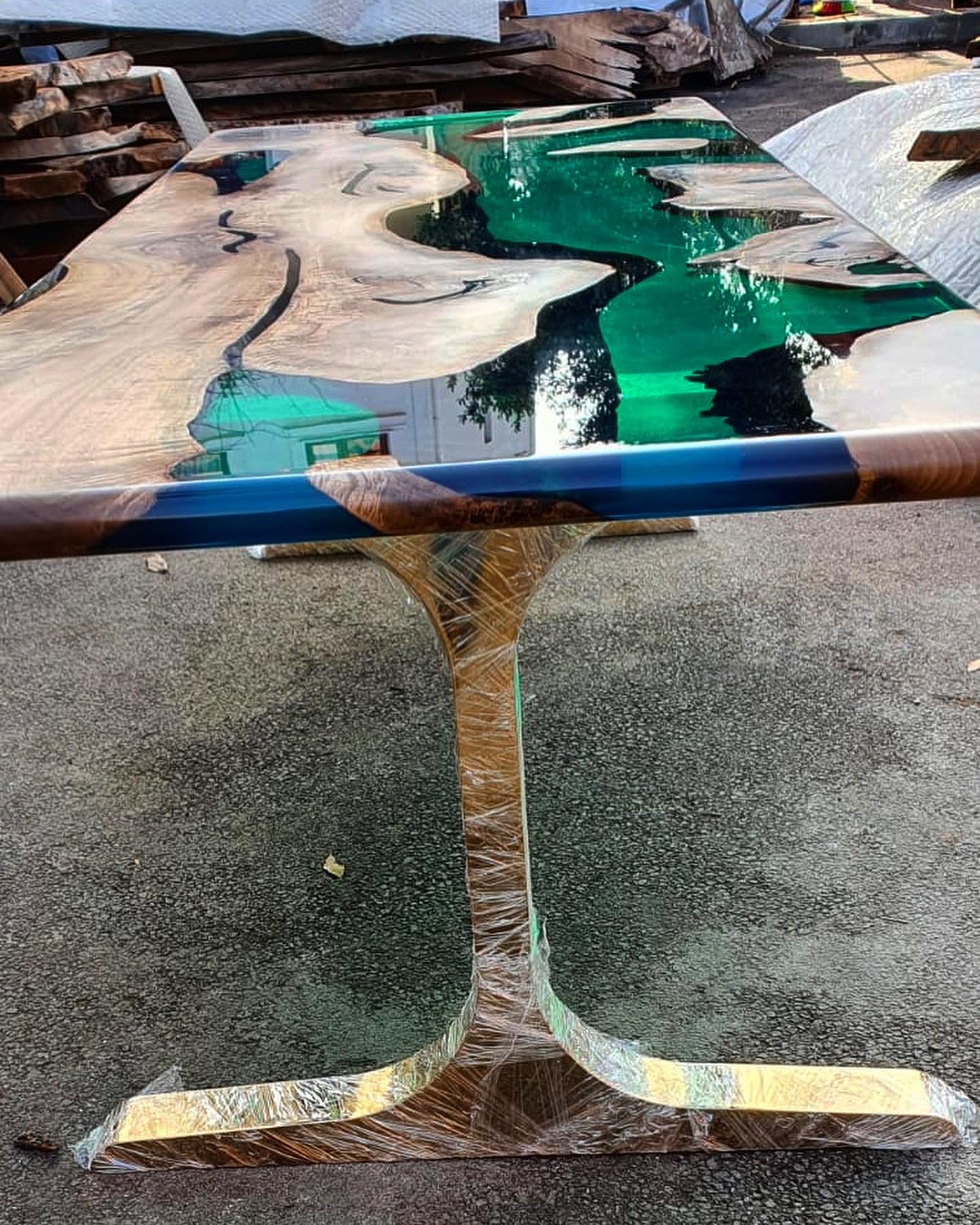 Custom Order Walnut Green 40x65 İnches- Gold Stainless Titanium Legs ...