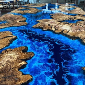 Custom 3D Ocean Sea Theme Decorative Resin River Epoxy Dining Table ...
