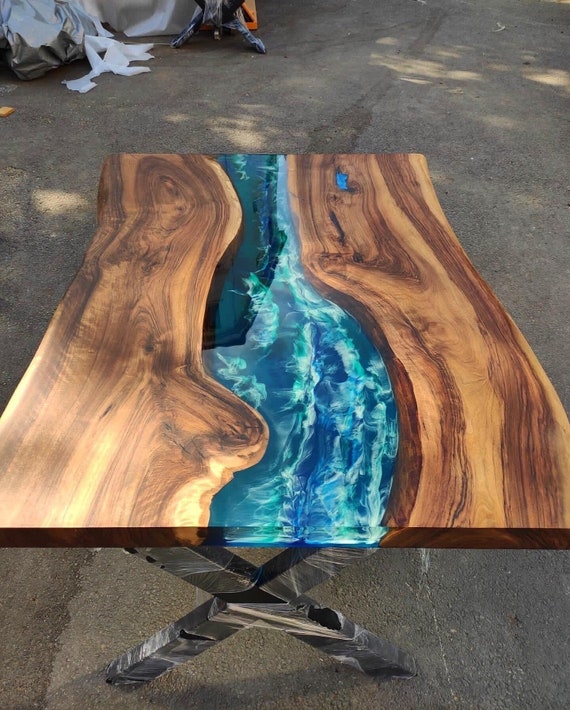 Custom Order Natural Walnut White Epoxy Table live Edge River Table Dining  Table-coffee Table-office Table-kitchen Table %100 Handmade 