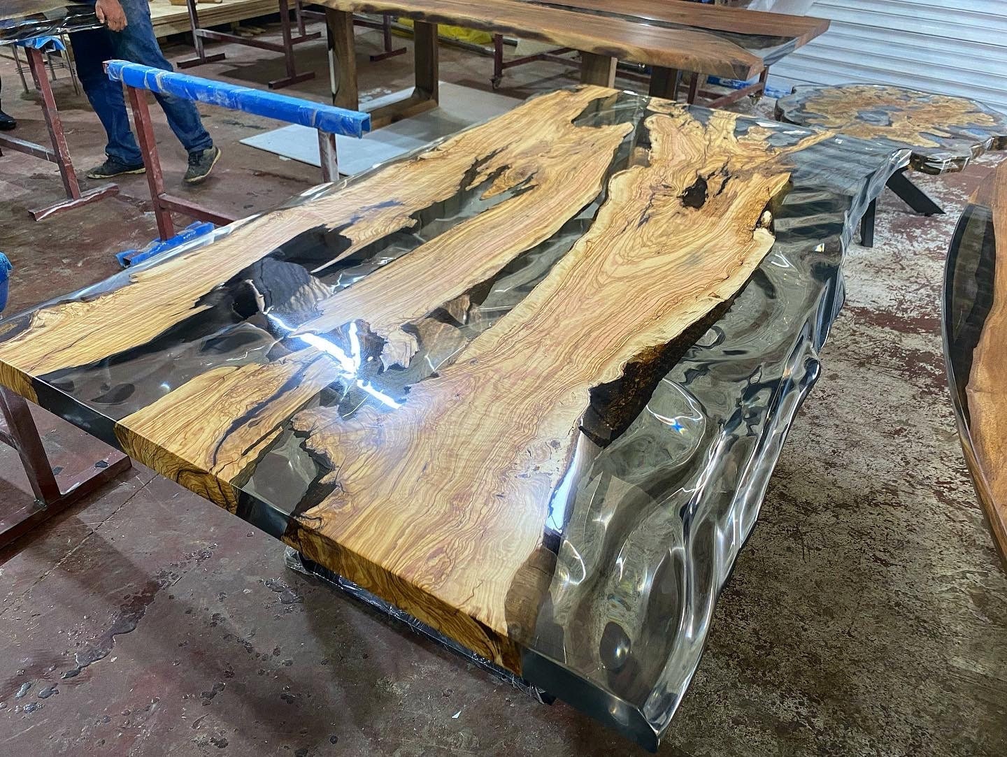 Custom Order Special Edges Olive Wood River Transparent Clear