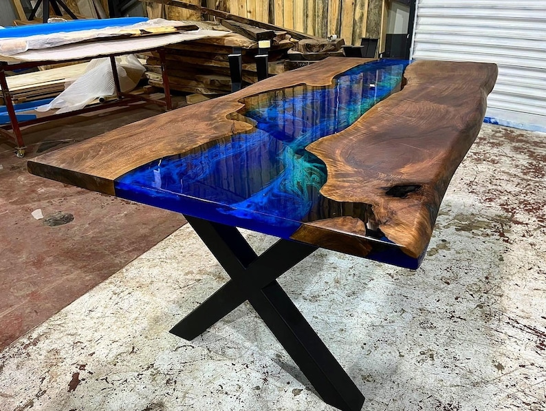 Custom Order 3D Walnut Blue Emerald Green Epoxy Table River Table-Dining Table-Coffee Table-Kitchen Table-Resin Table-Office%100 HANDMADE image 2