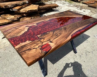  Red Epoxy Resin Wood, Bar Top Epoxy Resin Self