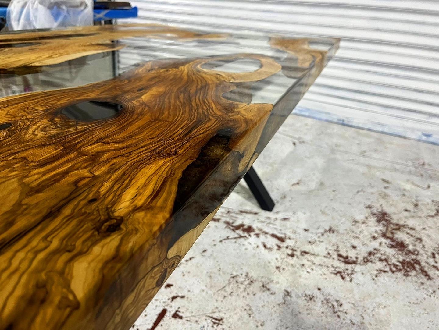 Custom Order Special Olive Wood Transparent Clear Epoxy Office
