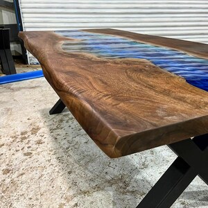 Custom Order 3D Walnut Blue Emerald Green Epoxy Table River Table-Dining Table-Coffee Table-Kitchen Table-Resin Table-Office%100 HANDMADE image 6