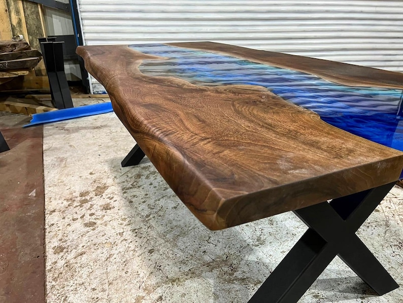 Custom Order 3D Walnut Blue Emerald Green Epoxy Table River Table-Dining Table-Coffee Table-Kitchen Table-Resin Table-Office%100 HANDMADE image 6