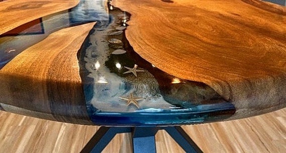 Custom Order Diameter Walnut Round River Blue Green Tropical Design Aquarium Epoxy Table resin Table dining Table coffee Table 100 HANDMADE Etsy UK