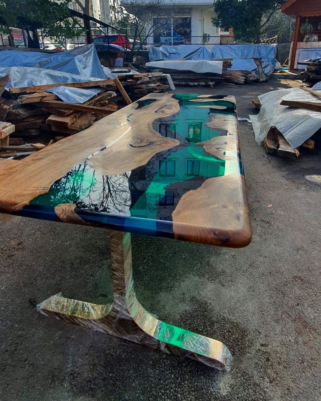 Custom Order Walnut Green 40x65 İnches- Gold Stainless Titanium Legs ...