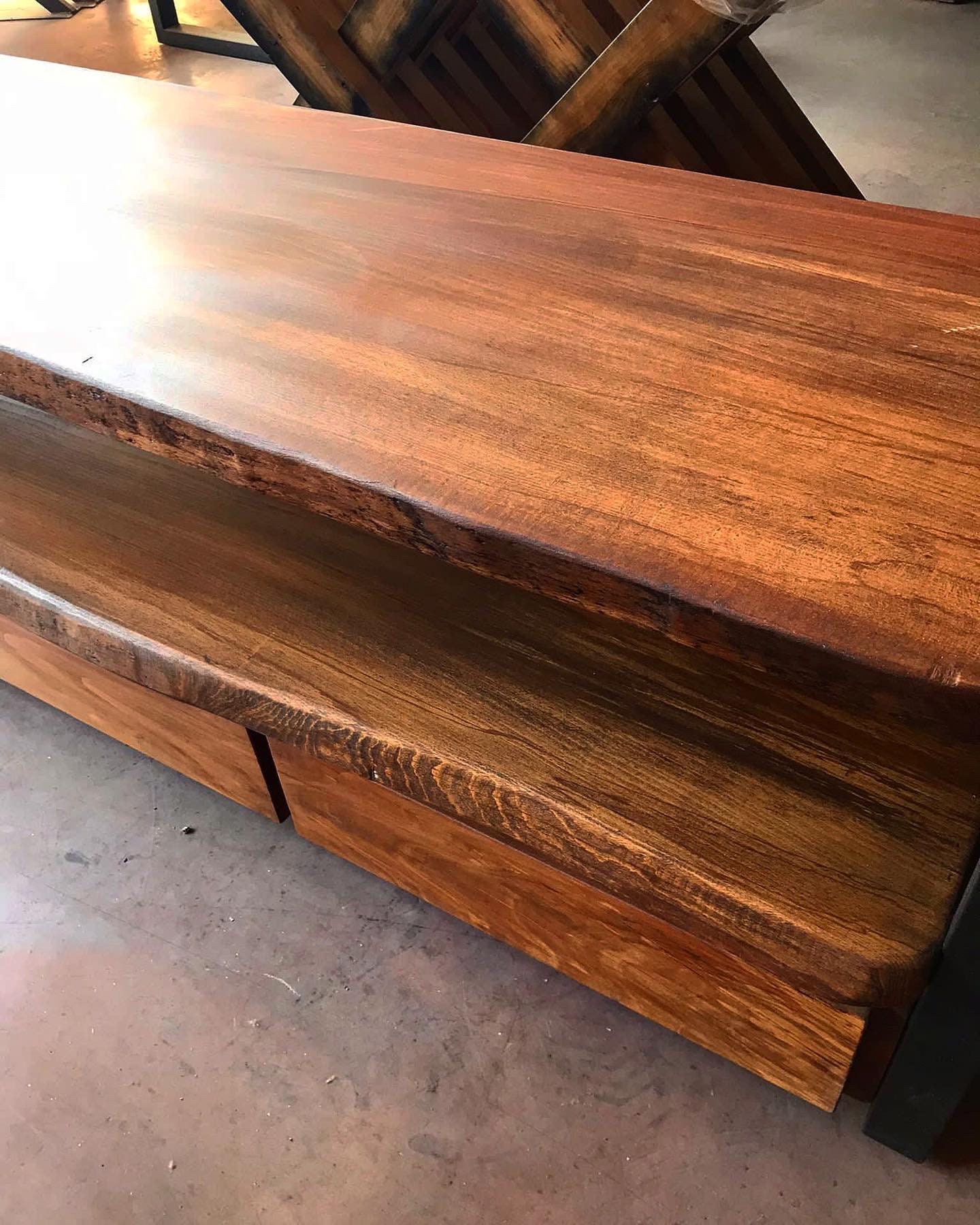 Custom Order Massiv Dunkelbraun Walnuss Holz Live Edge Tv Unit | Etsy