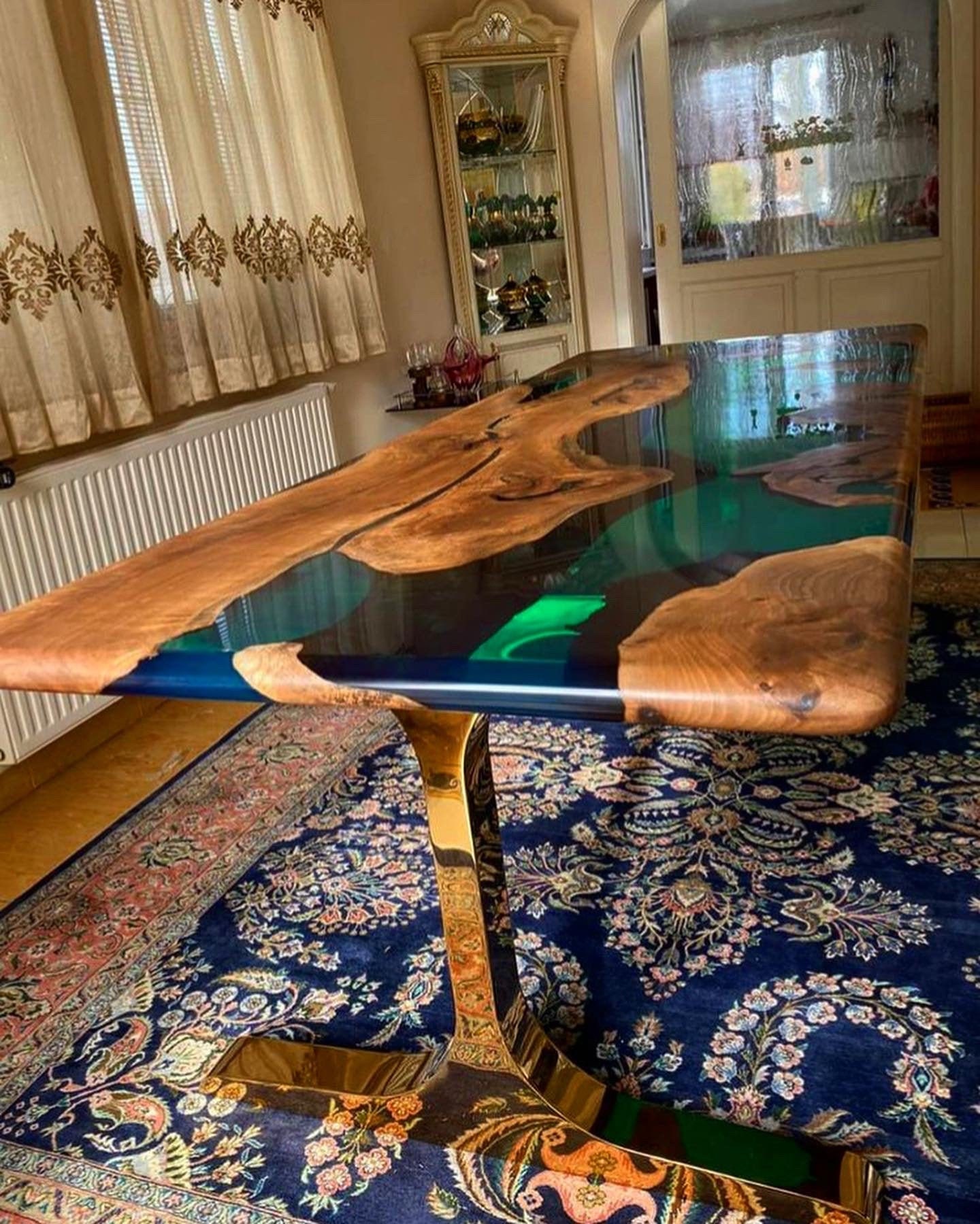 Custom Order Walnut Green 40x65 İnches- Gold Stainless Titanium Legs ...