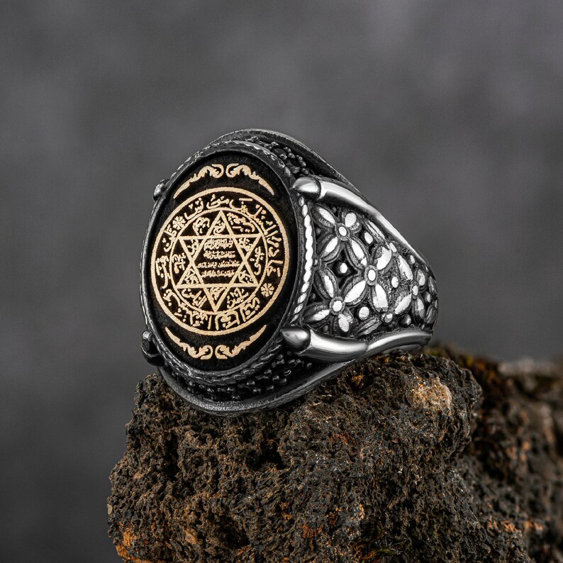Solomon Ring King Solomon Ring exclusive ring zircon stone, 925 Sterling Silver Satr Of David