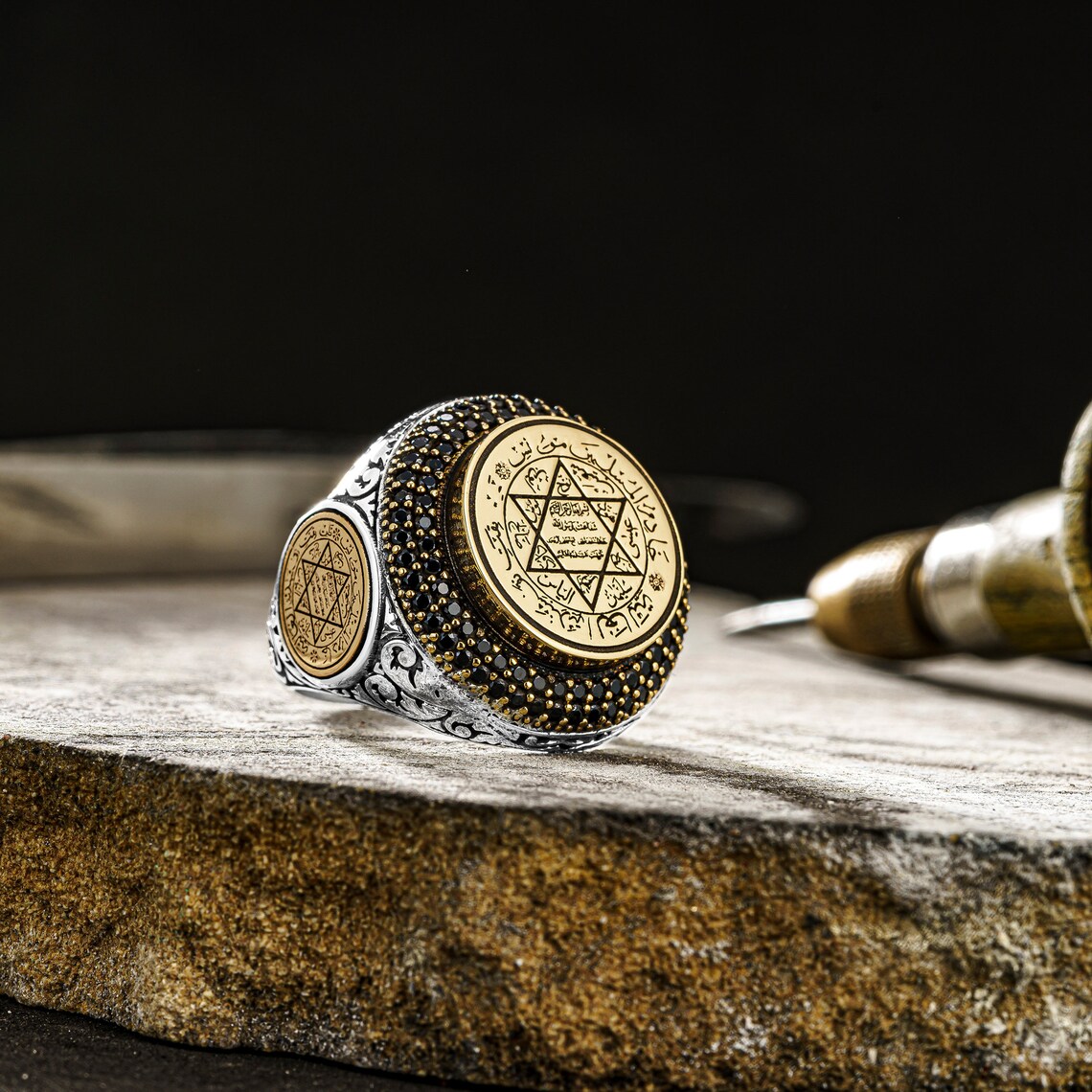 Prophet Solomon's Seal Silver Men's Ring With Zircon | Etsy