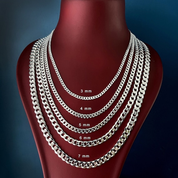 Silver Miami Cuban Link Chain Necklace, 4mm 5mm 6mm 7mm 18-30 Inc