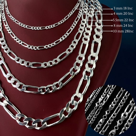 Silver Style Men's Sterling-Silver Italian Jewelry 3.5 MM 6.8 MM Figaro  Chain Necklace (20,22,24,26 Inches) Silver Plated Sterling Silver Chain  Price in India - Buy Silver Style Men's Sterling-Silver Italian Jewelry 3.5