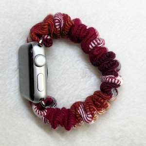 Fall Plaid Flannel Scrunchie Band for Apple Watch 38mm 40mm 41mm 42mm 44mm 45mm or Fitbit Sense/Versa 3 - Maroon