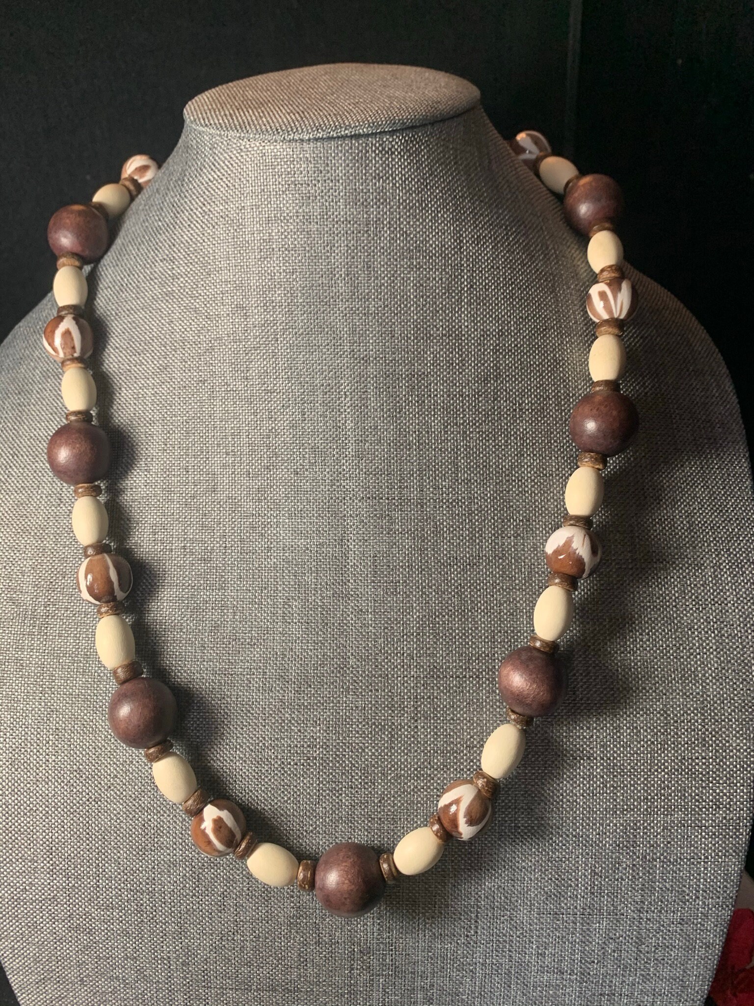 Chunky wooden necklace Etsy