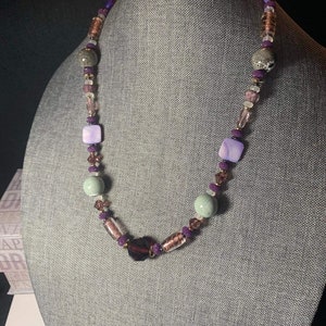 Ceramic, shell, crystal and glass beaded statement necklace