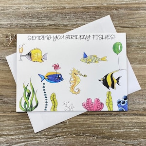 Enviando peces de cumpleaños / Tarjeta de pescado de cumpleaños / Tarjeta de cumpleaños divertida / Tarjeta de pescado tonto / Tarjeta de cumpleaños Punny / Peces de cumpleaños
