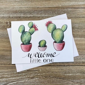 Bienvenue Little One | Planter la carte maman | Mignon nouvelle carte bébé | Nouvelle carte fille ou garçon | Carte succulente