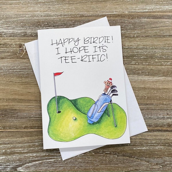 Happy Birdie! | tee-riffic birthday | Golf birthday card | Punny Birthday card | Happy birthday dad | Golf puns birthday