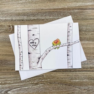 Lovebirds / Me + You / Love card for him or her / Homemade cards / Soulmate card