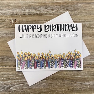 Cumpleaños con peligro de incendio / Tarjeta de cumpleaños insignificante / Tarjeta de envejecimiento / Tarjeta de feliz cumpleaños 60 / Tarjeta con demasiadas velas