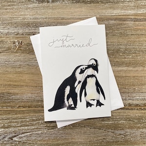 Just Married | Penguin love card | Married card | Cute Wedding card | Just Married Card | Unique Wedding Card | Gay Wedding