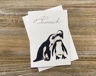 Penguin Love Card | Just Married Wedding greeting Card