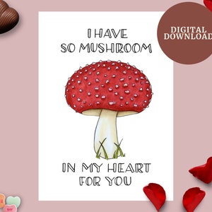 Cartolina elettronica dei funghi / Download stampabile / Amanti dei funghi / Cartoline elettroniche di San Valentino / Invio di amore / Punny Valentine