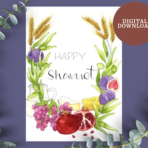 Shavuot printable greeting card | Shavuot E-card | Shavuot colour your own card | Jewish Holiday | Happy Shavuot!