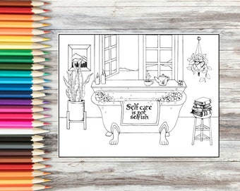 Self-Care Coloring Sheet | Relaxation Printable (Digital Download)