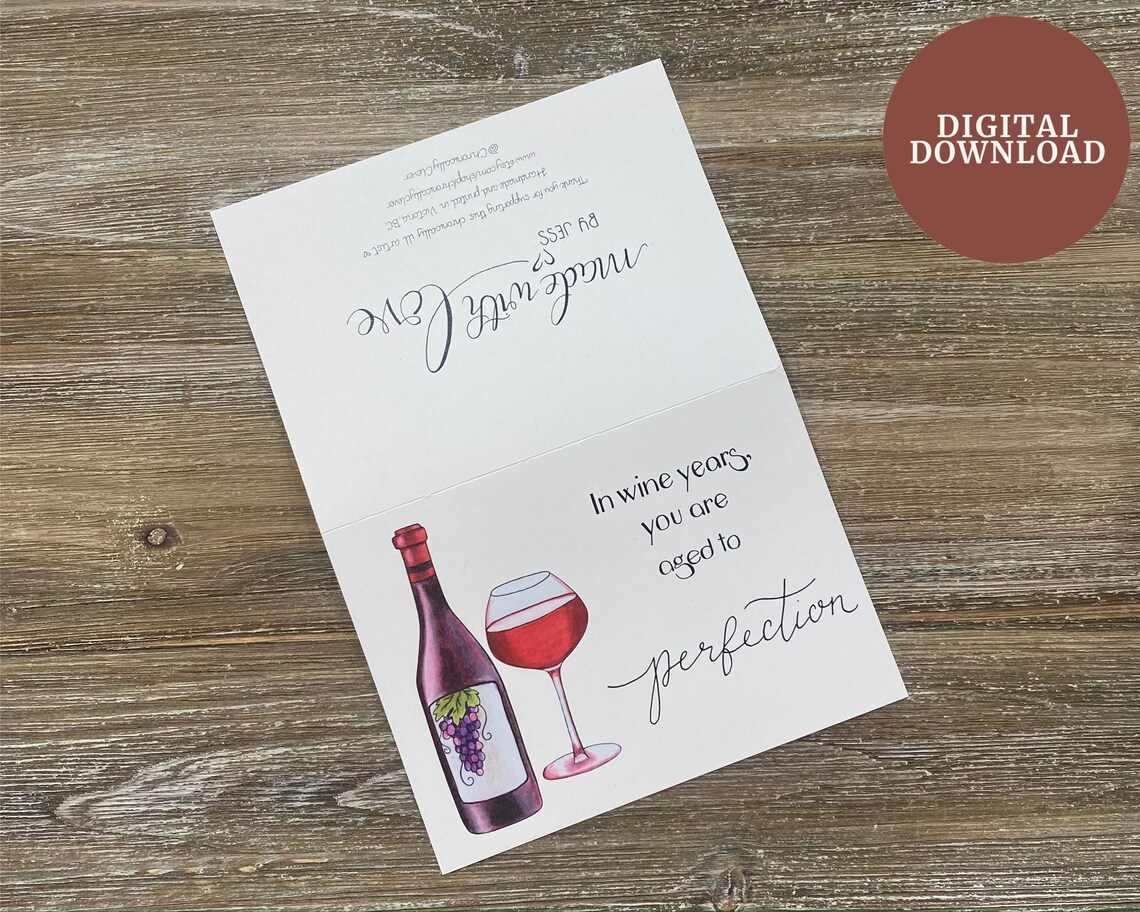 Wine E-card | Aged to Perfection | Printable Birthday Cards | Wine ...