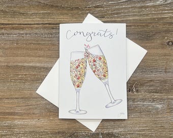 Congrats! | champagne glasses | Floral art Congratulations