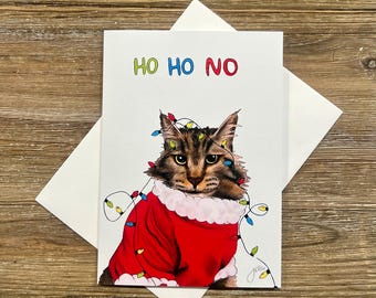 Ho Ho No | Grumpy cat Christmas | Funny Holiday Card