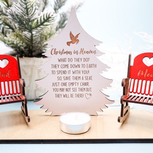 Christmas Memorial Gift,Save A Chair Holiday Decor,Sympathy Gifts,Loss of a Loved One,Christmas In Heaven Table Display,Custom Save A Chair