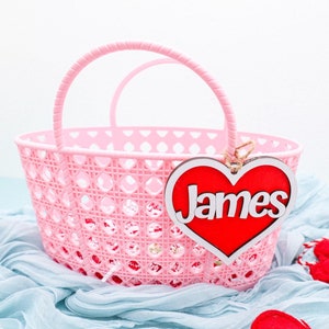 Personalized Valentines Day Tag,Basket Tag,Gift for Her,Custom Name Tag,V-day Tag,Custom Name Tag,Retro Valentines Tag,Valentines Basket