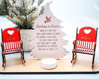 Christmas Memorial Gift,Save A Chair Holiday Decor,Sympathy Gifts,Loss of a Loved One,Christmas In Heaven Table Display,Custom Save A Chair