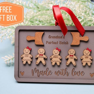 Gingerbread Family Ornament,Grandmas Perfect Batch Ornament,Gift Ideas For Grandma,Custom Grandchildren Names Ornament,Stocking Stuffers