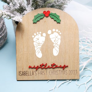 Baby Footprint Mistletoes Sign,Newborn Foot Christmas Sign,Baby Holiday Decor,Baby&#39;s First Christmas Sign,Christmas Gift for New Moms