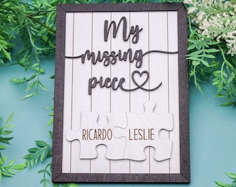 My Missing Piece, Personalized Wood Sign, Engagement, Anniversary, Birthday, Wedding Gift For Him or Her, Valentine Gift ,Gift for Boyfriend