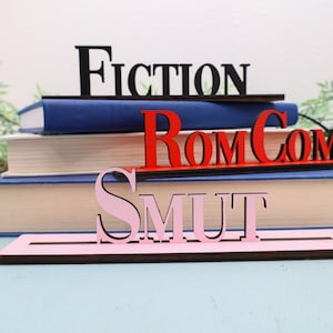Custom Fancy Library Genre Signs, Personalized Category Label Classifiers, Bookshelf Tags, Library Shelf Signs, Wooden Library Shelf Decor