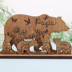 Personalized Papa Bear and Cubs Sign, Wooden Gift with Kids’ Names, Father’s Day Gift, Birthday Gift for Grandpa, Father’s Day Keepsake