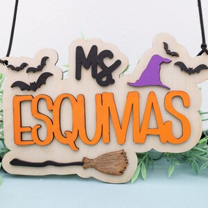 Personalized Halloween Teacher Sign – Wooden Classroom Door Hanger