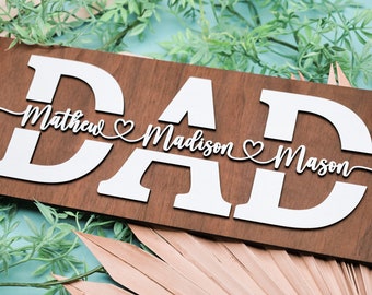 Dad and Kids Name Sign,Gifts for Dad,Personalized Gifts,Children and Dad Sign,Father's Day Gifts,Family Tree,Custom Gift For Dad